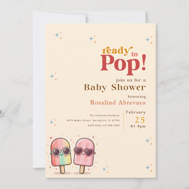 Invitation pour une Baby Shower avec un Popsicle R (Devant)
