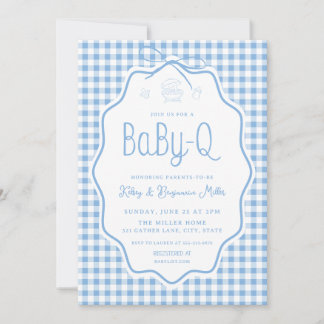 Invitation pour une Baby Shower Barbecue à carreau