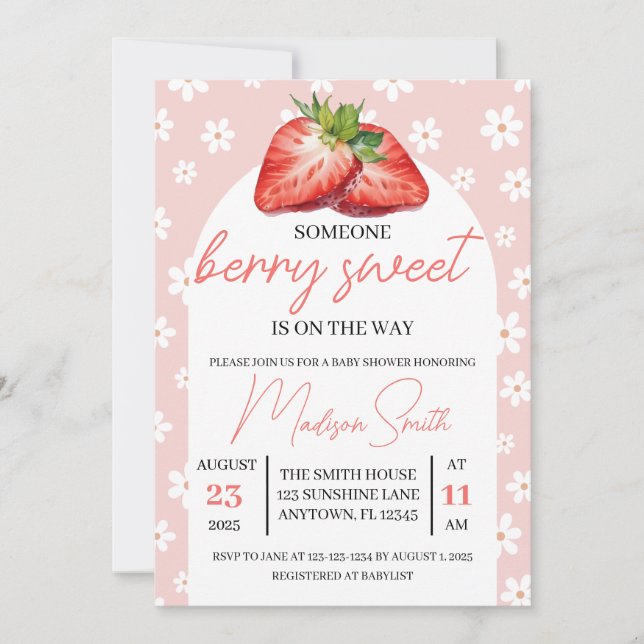 Invitation pour une Baby Shower Berry Sweet (Devant)
