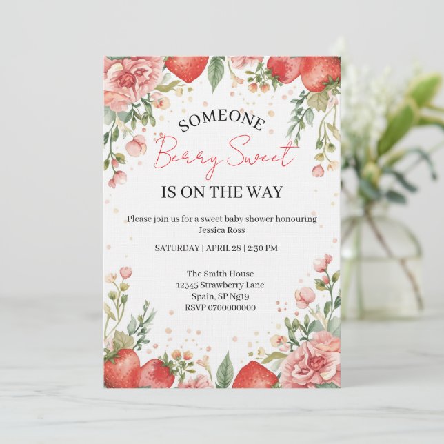 Invitation pour une Baby Shower Berry Sweet  (Debout devant)