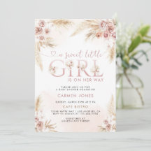 Invitation pour une Baby Shower Bohème Fille avec 