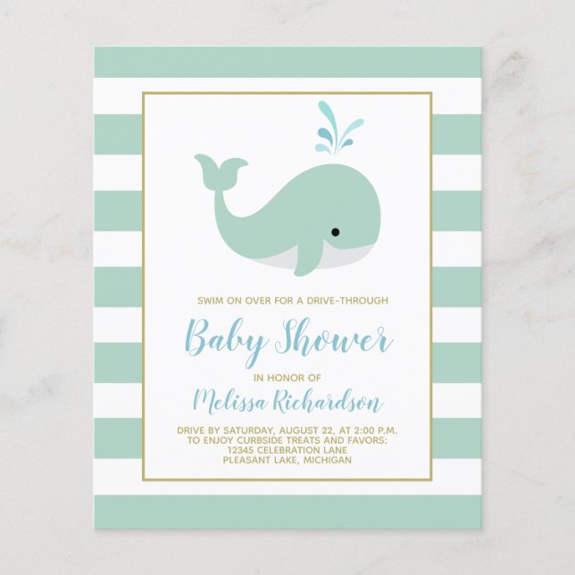 Invitation pour une baby shower Budget Whale Drive (Devant)