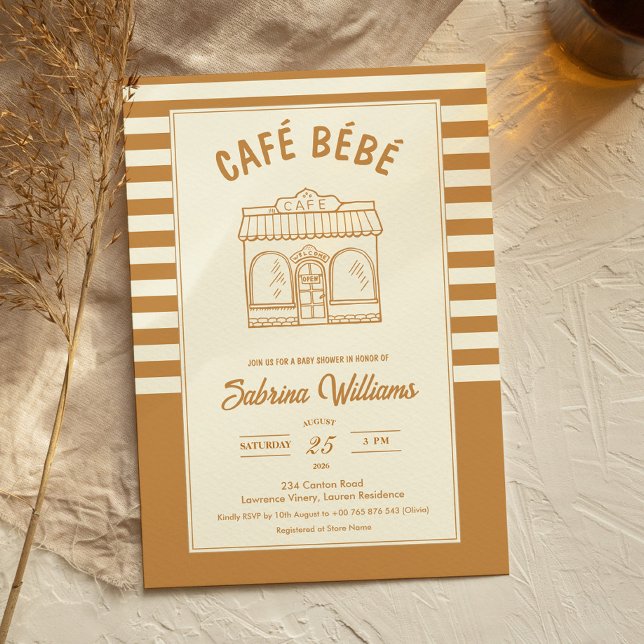 Invitation pour une Baby Shower « CAFÉ BÉBÉ » (Créateur téléchargé)