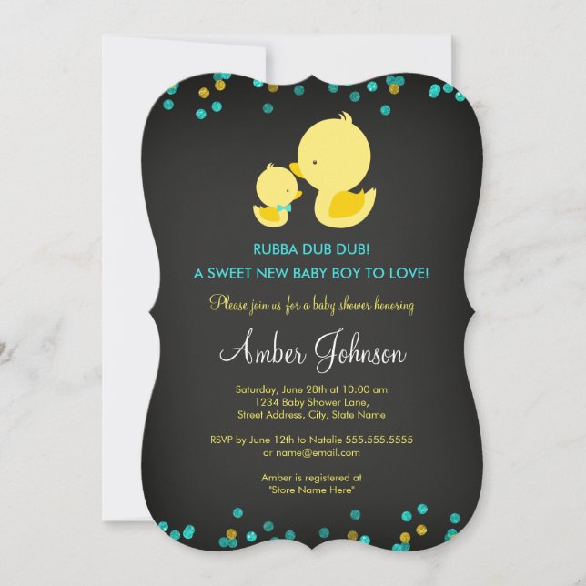 Invitation pour une Baby Shower Canard en Caoutcho (Devant)