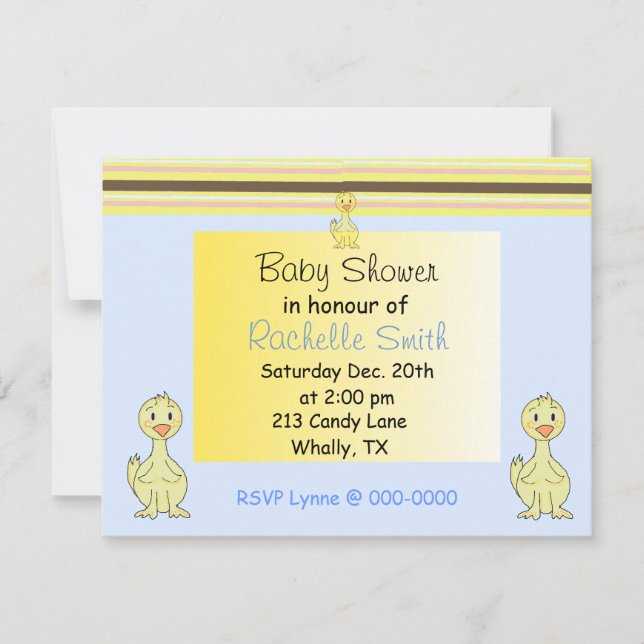 Invitation pour une Baby Shower Canard Jaune (Devant)