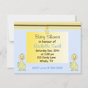 Invitation pour une Baby Shower Canard Jaune
