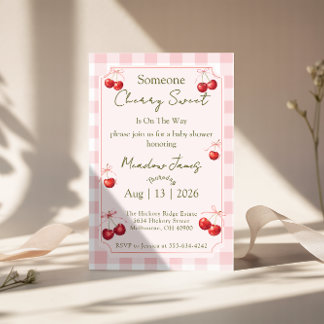 Invitation pour une Baby Shower - Cerise Douce