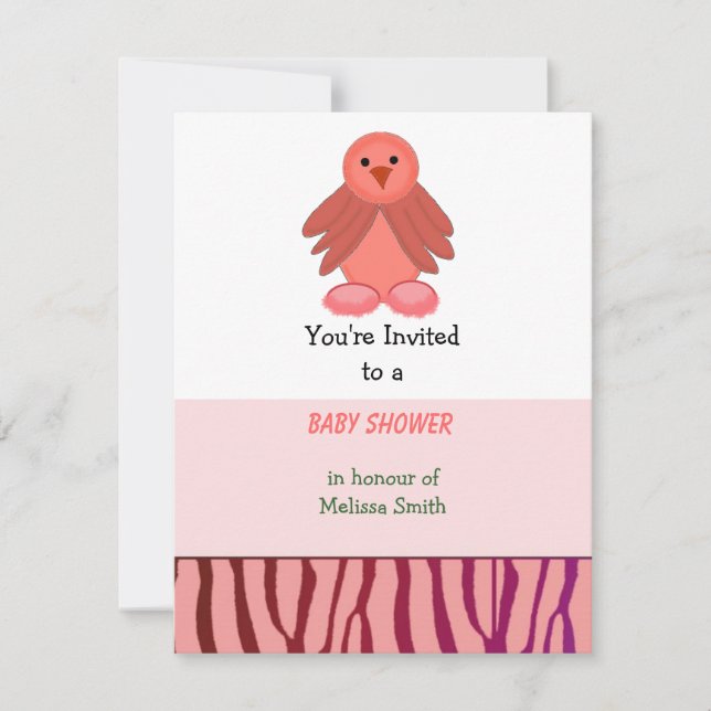 Invitation pour une baby shower Coral Birdie (Devant)