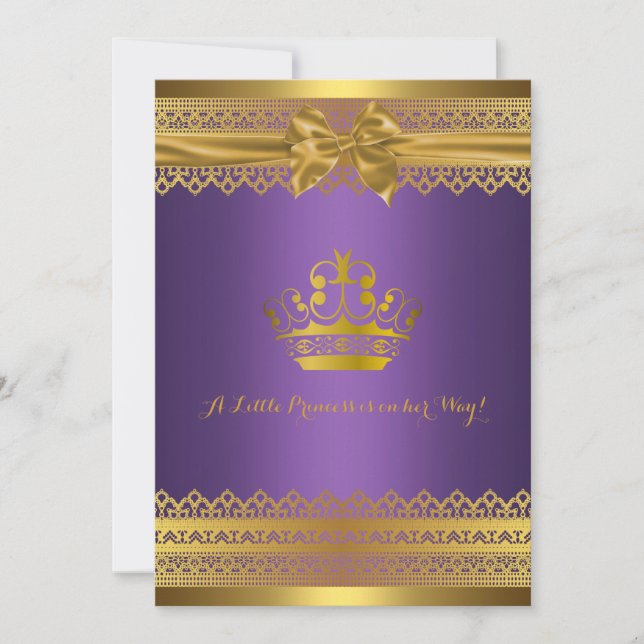 Invitation pour une baby shower Couronne dorée et  (Devant)