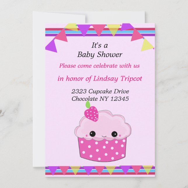 Invitation pour une Baby Shower Cupcake Smiley (Devant)