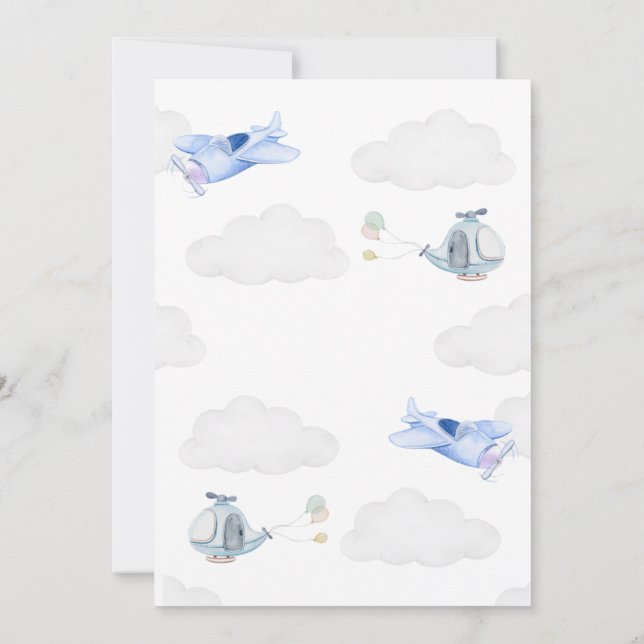 Invitation pour une baby shower d'avion (Dos)