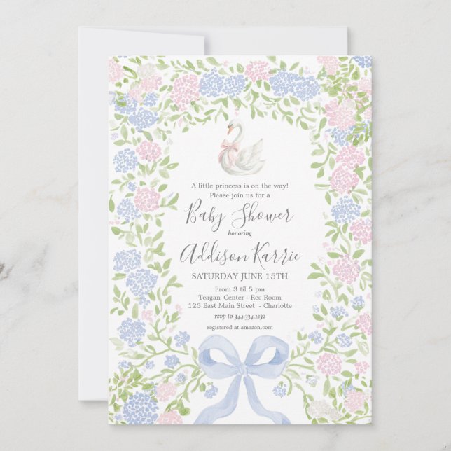 Invitation pour une baby shower de cygne grandmill (Devant)