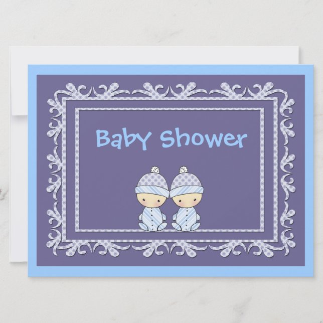 Invitation pour une Baby Shower de jumeaux garçons (Devant)