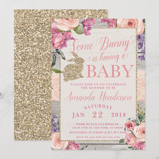 Invitation pour une Baby Shower de Pâques Some Bun (Devant / Derrière)