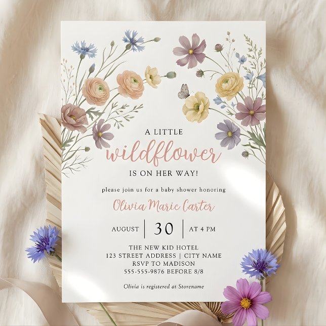 Invitation pour une Baby Shower de petite fille au (A Little Wildflower Girl Baby Shower Invitation)