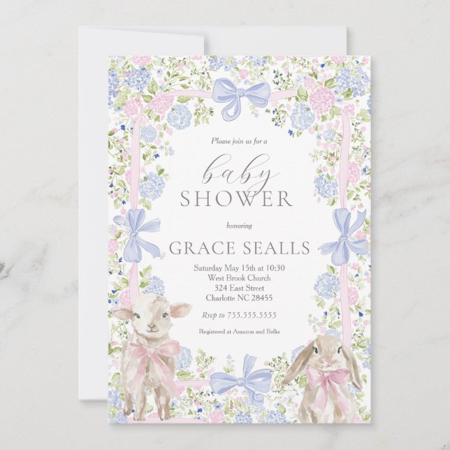 Invitation pour une baby shower de printemps avec  (Devant)