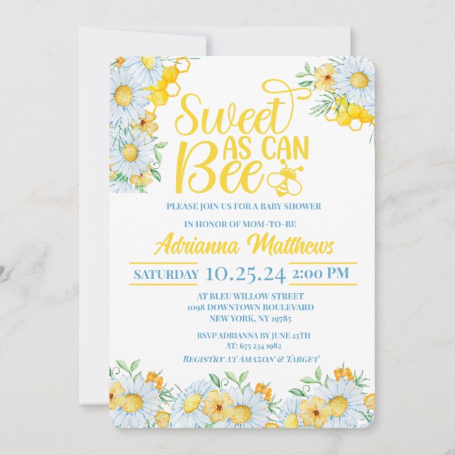 Invitation pour une Baby Shower Douce Comme une Ab (Devant)