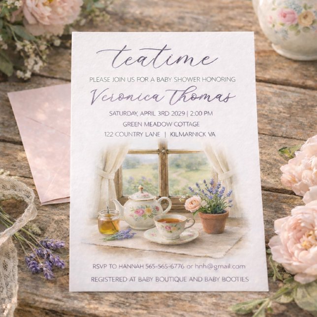 Invitation pour une Baby Shower Douce Fête du Thé (Créateur téléchargé)