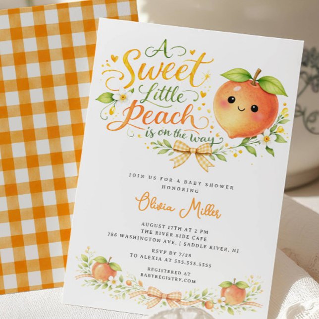 Invitation pour une Baby Shower 'Douce petite pêch (Créateur téléchargé)