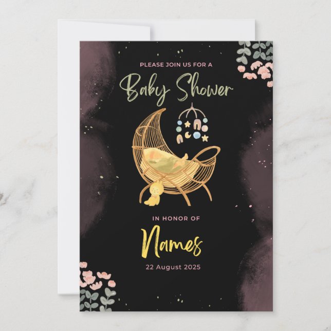 Invitation pour une Baby Shower Douce Rêve - #Crib (Devant)