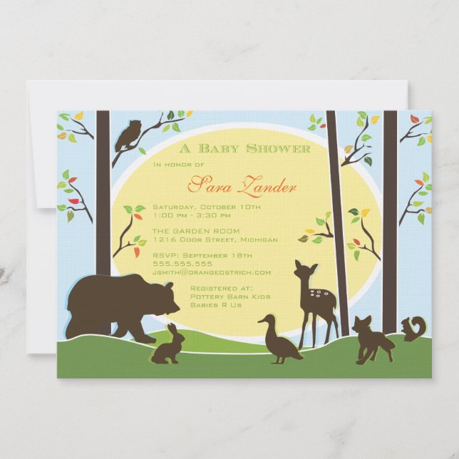 Invitation pour une baby shower en forêt (Devant)