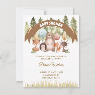 Invitation pour une Baby Shower en Forêt de Bois