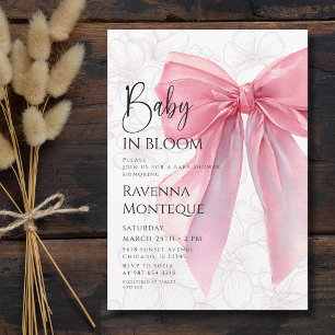 Invitation pour une Baby Shower Fille avec un Bébé