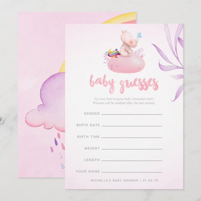Invitation pour une Baby Shower Fille avec une Lic (Devant / Derrière)
