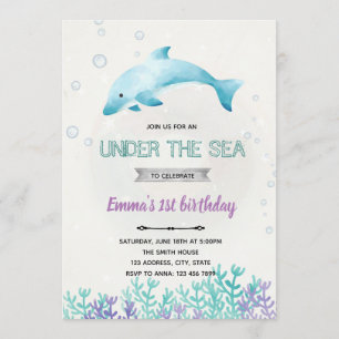 Invitation pour une baby shower fille dauphin