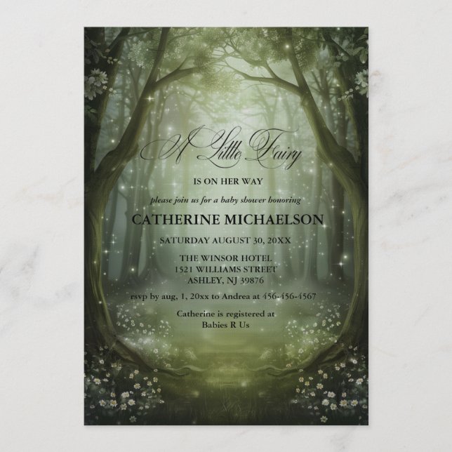 Invitation pour une Baby Shower Fille de la Forêt  (Devant)