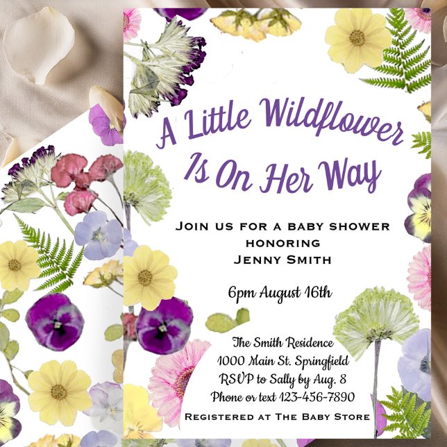 Invitation pour une Baby Shower Fille Petite Fleur (Créateur téléchargé)