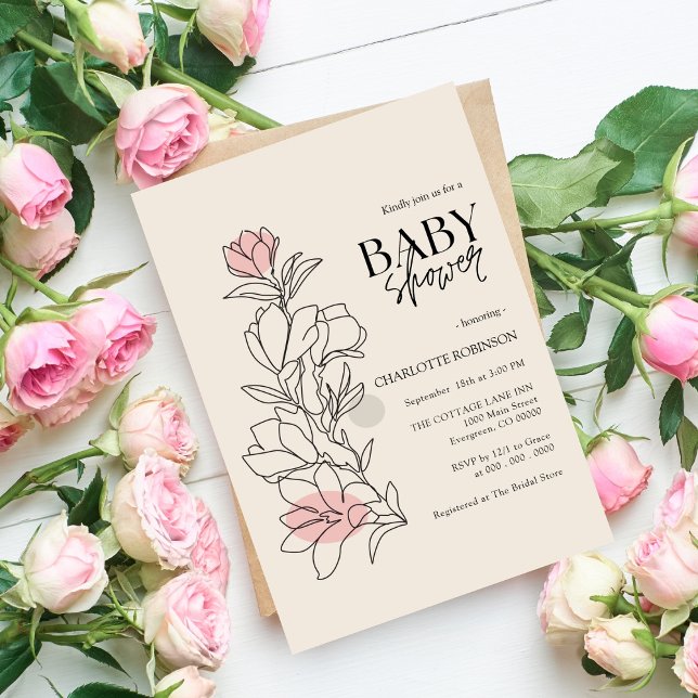 Invitation pour une Baby Shower Fleur Sauvage (Créateur téléchargé)