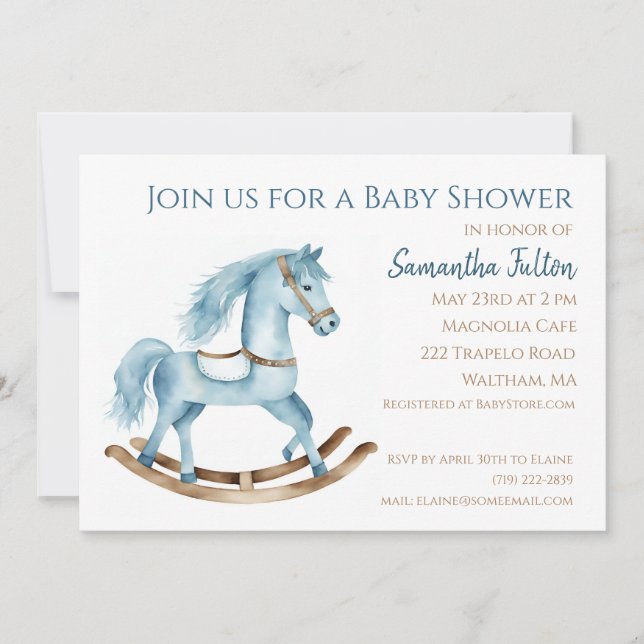 Invitation pour une Baby Shower Garçon Cheval à Ba (Devant)