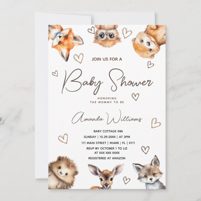 Invitation pour une baby shower garçon fille thème (Devant)