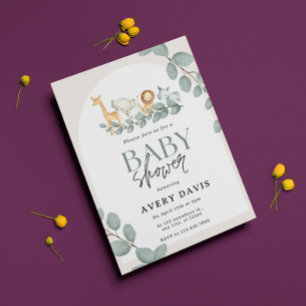 Invitation pour une Baby Shower garçon forêt Anima