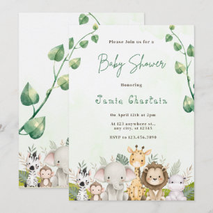 Invitation pour une Baby Shower garçon forêt Anima