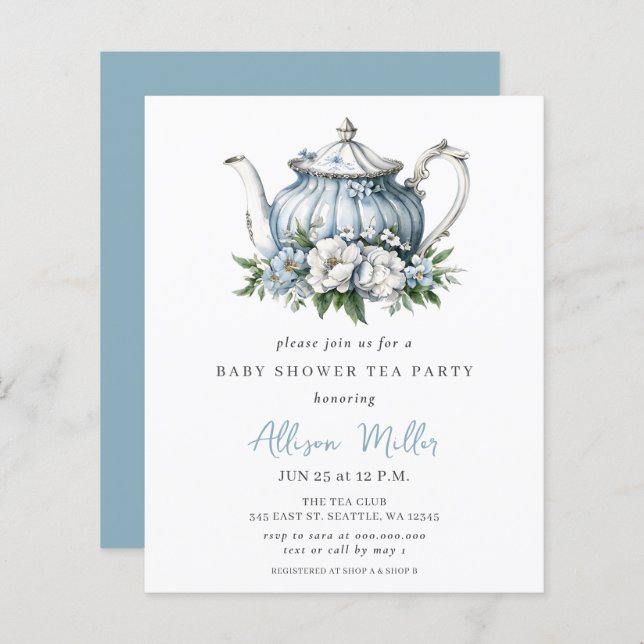 Invitation pour une Baby Shower garçon sur le thèm (Devant / Derrière)