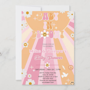 Invitation pour une baby shower Groovy baby in blo