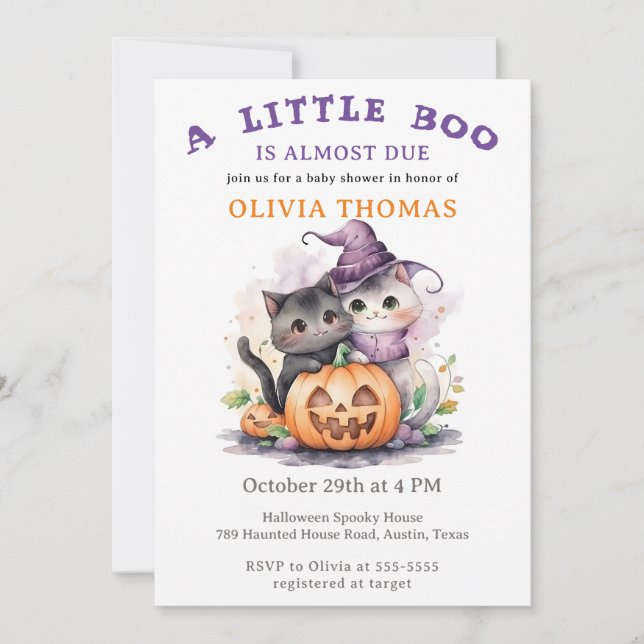 Invitation pour une Baby Shower Halloween Little B (Devant)
