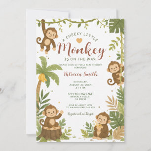Invitation pour une Baby Shower Jungle Singe Coqui