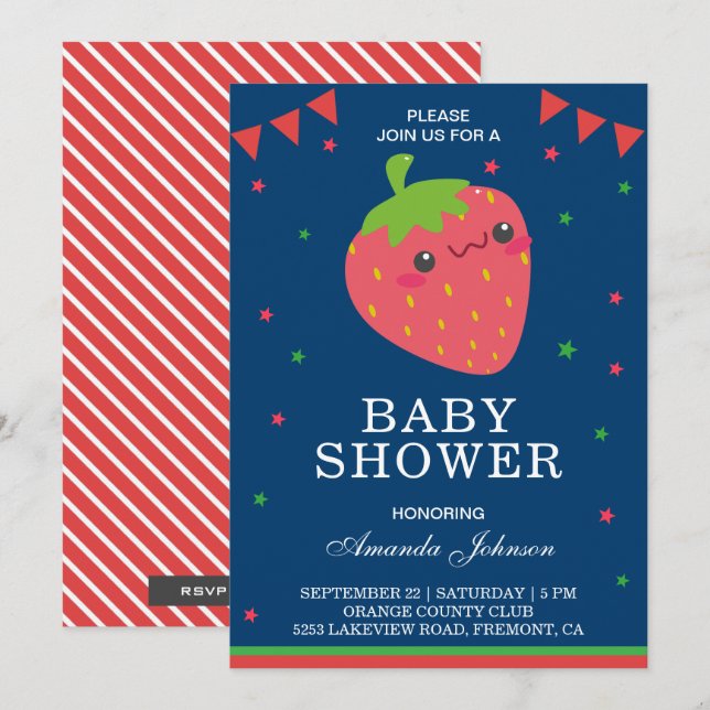 Invitation pour une Baby Shower Mignonne avec une  (Devant / Derrière)