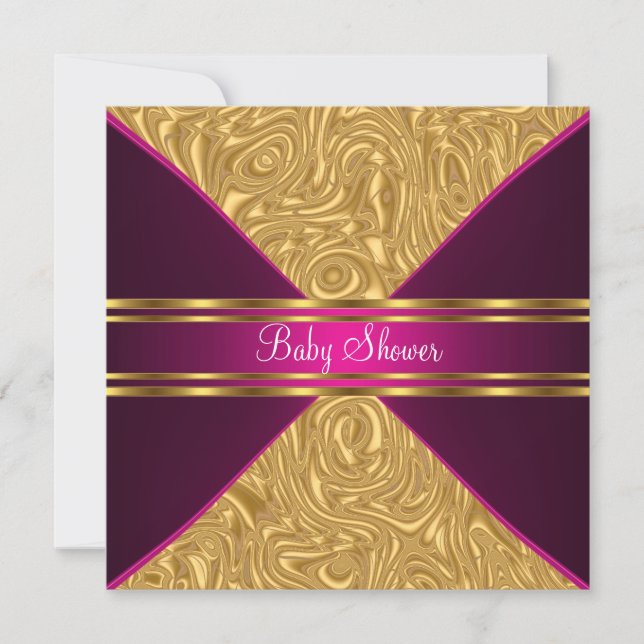 Invitation pour une Baby Shower Or et Rose (Devant)