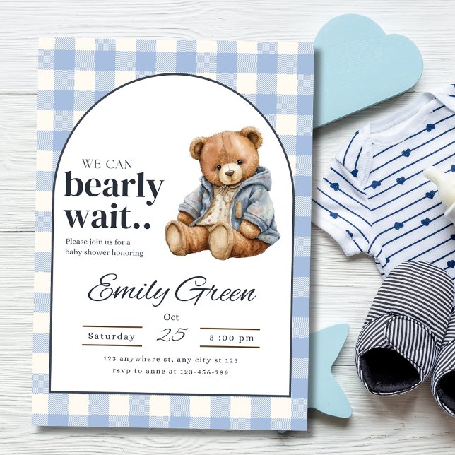 Invitation pour une Baby Shower Ours en Peluche, B (Créateur téléchargé)