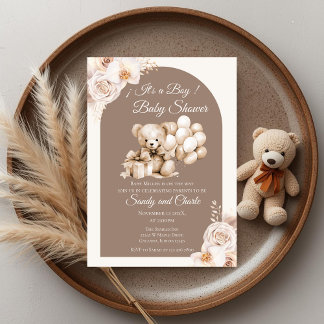 Invitation pour une baby shower ours garçon