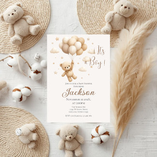 Invitation pour une baby shower ours garçon