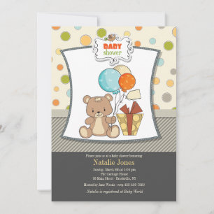 Invitation pour une baby shower Ourson en peluche