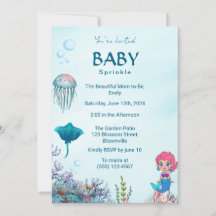 Invitation pour une Baby Shower : Petite Sirène et
