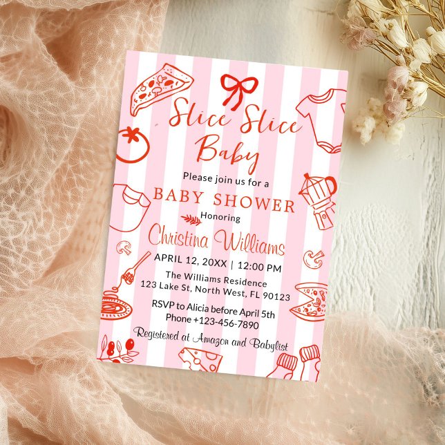 Invitation pour une Baby Shower Pizza Slice Slice  (Slice Slice Baby Pizza, Baby Shower Invitation)
