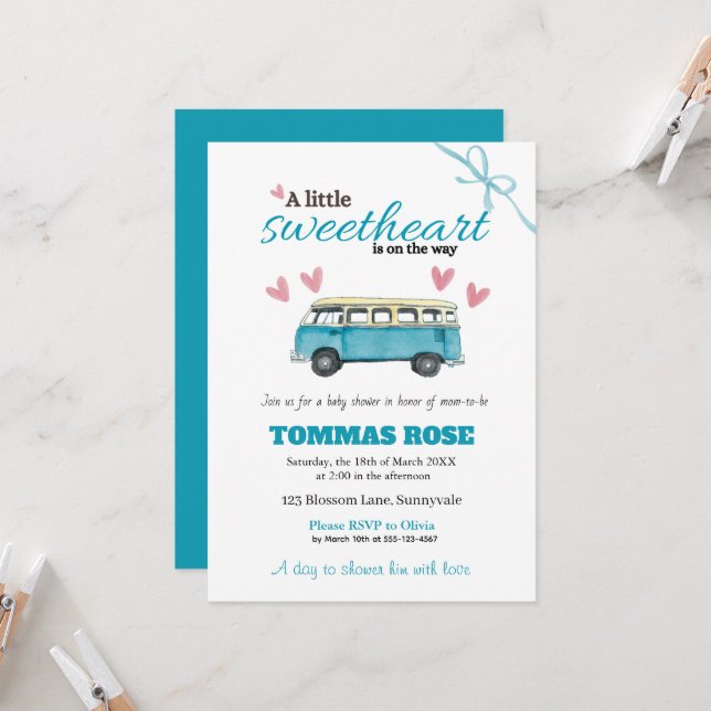 Invitation pour une Baby Shower pour Chéri(e)  (Devant/Arrière en situation)