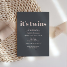 Invitation pour une Baby Shower pour des jumeaux d
